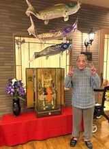 端午の節句の設え、フロントのお花