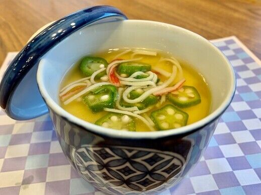 カニカマとおくらのあんかけ茶碗蒸し.jpg